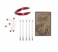 Ustensiles de service - WEB2O - Coffret CRUSTACES - 1 pince à crabes - 6 pics et fourchettes - Métal