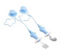 Ustensiles de sevrage LED pour bébé, cuillère d'entraînement en acier inoxydable, fourchette avec base d'aspiration, chaîne anti-perte, instrument d'alimentation pour tout-petits, sans glissement