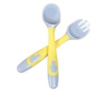 Ustensiles pour bébé Fourchettes et cuillères,Fourchette et cuillère en silicone pour bébé,Cuillères d'auto-alimentation pour bébé de première étape - Cuillère fourchettes pliables en Silicone