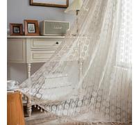 USTIDE Rideau Beige Chic en Dentelle Macramé - Bohème Rétro Rustique, Filtrant la Lumière, pour Porte et Décoration d'Intérieur, 150 x 220 cm