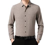 USTZFTBCL Chemise à manches longues pour homme avec imprimé, infroissable, infroissable, pour toutes les saisons, kaki, L