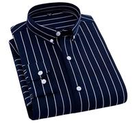 USTZFTBCL Chemise à manches longues rayée pour homme - Pour le printemps - Décontractée - Infroissable - Pour toutes les saisons, 8112, XL