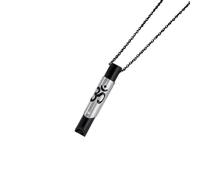 USUASI Collier de méditation avec symbole Om - Chaîne de 55 cm - Pendentif tube de respiration irisé - Acier inoxydable, 55cm, Acier inoxydable, Pas de gemme