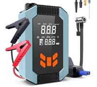 USUIELIGHT Aide au démarrage de voiture avec compresseur d'air, 150 PSI 4000 A pour essence 9,0 l et diesel 8,0 l, démarreur de véhicules 12 V avec écran LCD, lampe de poche LED, indicateur de