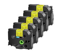 USUPERINK Lot de 5 rubans d'étiquettes laminés extra résistants pour Brother TZe-S651 TZ-S651 TZ-651 TZe-651 TZe-651 24 mm Noir sur jaune 24 mm 8 m pour étiqueteuse PT-D600 D600VP P700 P710BT P750W