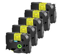 USUPERINK Lot de 5 rubans d'étiquettes TZe-661 36 mm compatibles avec Brother P-Touch TZe TZ 36 mm Jaune laminé TZe661 TZ-661 Noir sur jaune 3,8 cm pour étiqueteuse Ptouch PT-P910BT P900W P950W