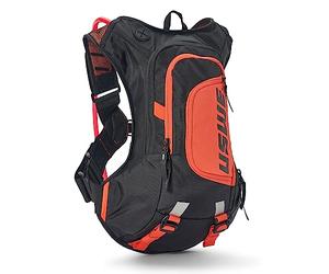 USWE Moto Hydro Sac à dos d'hydratation 8L avec poche à eau de 3,0L/100oz, un sac à dos haut de gamme, sans rebond pour enduro et moto tout-terrain, noir orange