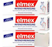 usy Elmex Lot de 3 tubes de dentifrice nettoyant intensif Blanc et lisse 3 x 50 ml + bloc usy