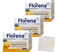 usy Florena Q Lot de 3 crèmes de jour anti-rides pour visage 3 x 50 ml + bloc usy