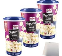 usy Hofgut Lot de 3 gobelets à pop-corn sucrés (3 x 50 g) + bloc usy