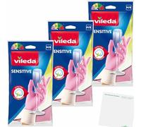 usy Lot de 3 paires de gants de ménage Vileda Extra Fine Sensitive (3 paires, taille M) Bloc