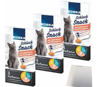 usy Lot de 3 paquets de saucisses de foie et d'herbe à chat EDEKA Schleck Snack (3 x 8 x 15 g) + bloc usy