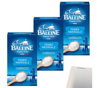 usy Lot de 3 paquets de sel de mer fin La Baleine (3 x 500 g) + bloc usy