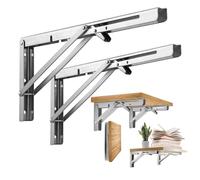 USYSGT 500 mm Équerre Pliante Étagère, 2 Pièces Support Console Etagere Pliable en Acier Inoxydable Equerre Charge Lourds Supports Murale pour Garage, Cuisine, Chambre, Table Etagere
