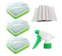 USYSGT HRILKAOD 3 Pièces Plateaux de Germination de Graines avec Couvercle, Germoir pour Graines à Germer sans BPA Seed Trays Bacs à Semis en Plastique Grande Capacité Propagateur Hydroponique