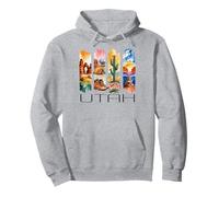 Utah, Motif Aquarelle du désert, randonnée, Cactus, Voyage Sweat à Capuche
