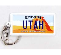 Utah Porte-clés rectangulaire ultra fin en aluminium avec plaque d'immatriculation 6,3 x 3,2 x 0,2 cm
