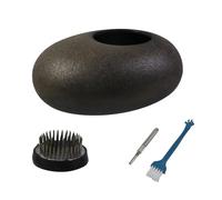 UTALIND Kit de vase japonais Ikebana en forme de galet en céramique pour décoration d'intérieur Ikebana, noir avec dorure