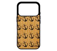 utaupia Coque Ancre pour iPhone 17 Pro en Bois Silicone Smartphone Symbole Portable de Bateau Rayure Femme Bumper Etui Tapisserie Gris