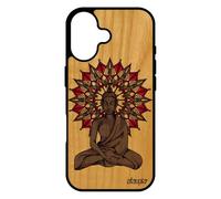 utaupia Coque Antichoc pour iPhone 17 Bois Silicone Bouddha Zen Violet Rosace Inde Bumper Mandala Ethnique Noir Statue Bouddhisme 4G Tibet