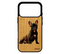 utaupia Coque Bois Chien pour iPhone 17 Pro Silicone Blanc Etui Mignon Peinture Telephone Chiot Design personnalisé TPU Bulldog Francais de
