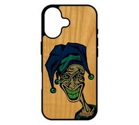 utaupia Coque Bois Joker de Protection pour iPhone 17 Silicone Portable Horreur Drole Telephone Cartoon Clown BD frêne Dessin Gel Bleu