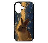 utaupia Coque Bois Lapin pour iPhone 17 Silicone Nain Bleu Portable Telephone Eclair Pas Cher Animal lièvre lapine Mobile Case Orage
