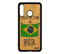 utaupia Coque Bois pour Huawei P30 Lite Silicone j'peux Pas j'vais au bresil Souple Drapeau Bresilien Football Humour Antichoc Copa America