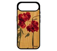 utaupia Coque Bois pour iPhone 17 Air Silicone orchidée Fleur Antichoc Telephone Exotique Floral Peinture Smartphone Etui Amour Belle Rose