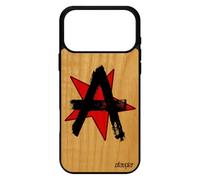 utaupia Coque Bois pour iPhone 17 Pro Max Silicone Anarchie Urbain Peinture Etoile Noire Portable Cadeau Case Graff Rigide Revolution Logo