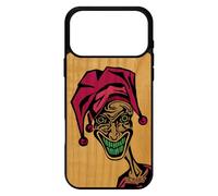 utaupia Coque Bois pour iPhone 17 Pro Max Silicone Joker Clown Comics Humour Cartoon Portable Telephone Motif Bumper BD Rose Drole de
