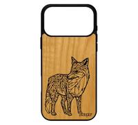 utaupia Coque Bois pour iPhone 17 Pro Max Silicone Renard Ethnique Telephone Noir Noir et Blanc Noir Housse Rigide Design azteque Dessin de