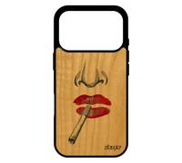 utaupia Coque Bois pour iPhone 17 Pro Silicone Femme Art Cigarette levres 4G Bouche Telephone Smack Portable Antichoc Rouge Made in France