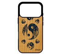 utaupia Coque Bois pour iPhone 17 Pro Silicone Yin et Yang Bien & Mal Ying imprimé Japon Etui Bleu Fille Image Antichoc Pas Cher Plume