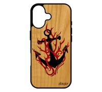 utaupia Coque Bois pour iPhone 17 Silicone Ancre Unique Jolie Graphique Tendance Mobile Housse Flamme de Bateau Rouge Souple Case Vacances