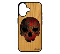 utaupia Coque Bois pour iPhone 17 Silicone Crane Halloween Tete de Mort Telephone Metal Smartphone Emo Symbole TPU Hardrock Rouge Peinture