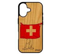 utaupia Coque Bois pour iPhone 17 Silicone Drapeau Suisse 4G Foot jo Football Etui Bumper Switzerland Coupe d'europe de Protection Basket