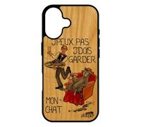 utaupia Coque Bois pour iPhone 17 Silicone j'peux Pas j'dois Garder Mon Chat 256 Go Souple Rouge Texte Telephone Je Cover Chaton Drole de