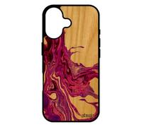 utaupia Coque Bois pour iPhone 17 Silicone Peinture Noir Matiere Fait Main Effet Motif Contemporain Violet Authentique marbre Fond Rigide