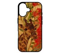 utaupia Coque Bois Silicone Antichoc pour iPhone 17 Girafe Design Peinture Vert Noir Savane Animaux personnalisé Afrique Animal tacheté de