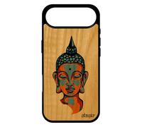 utaupia Coque Bois Silicone Bouddha pour iPhone 17 Air Pas Cher Journal Noir Telephone Illustration Hindou Pochoir Smartphone de Protection