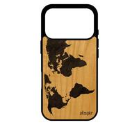 utaupia Coque Bois Silicone Carte Monde pour iPhone 17 Pro Design Atlas Motif Texture Mobile planete Pays Globe Pas Cher Housse Gris Terre