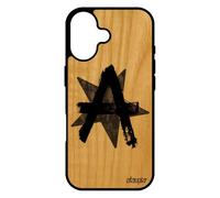 utaupia Coque Bois Silicone pour iPhone 17 Anarchie Graff Gris Homme Symbole ni Dieu ni Maitre Peinture Punk Rock Signe Logo Made in France