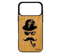 utaupia Coque Bois Silicone pour iPhone 17 Pro Max Moustache Smartphone Noir Chapeau Melon Pipe Pas Cher Housse Monsieur Homme Telephone de