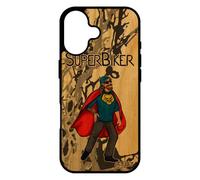 utaupia Coque Bois Silicone pour iPhone 17 Super Biker Motard Comics Gris Pas Cher Heros Solide Texte Housse Etui Mobile Drole Humour de