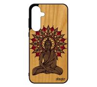 utaupia Coque Bois Silicone pour Samsung Galaxy A55 5G Bouddha Zen Telephone Pochoir Rosace Tibet Bouddhisme Portable 4G Inde Ethnique Etui de