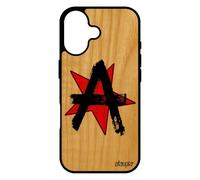 utaupia Coque Bois Telephone pour iPhone 17 Silicone Anarchie Cadeau Revolution ni Dieu ni Maitre Rigide Noir Logo Urbain Signe Peinture de