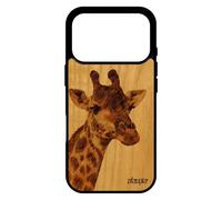 utaupia Coque Bois veritable pour iPhone 17 Pro Silicone Girafe Noir Jolie Marron 256 Go Portable Animaux Tache Original Savane Animal