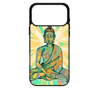 utaupia Coque Bouddha pour iPhone 17 Pro Max Silicone Vert Bouddhisme Illustration Portable Zen Soleil Graphique Rigide Noir Made in France