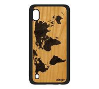 utaupia Coque Carte Monde pour Samsung Galaxy A10 Bois Silicone Pays Texture planete Terre Globe Artisanal de Protection 4G Dessin SM-A105FN Gris